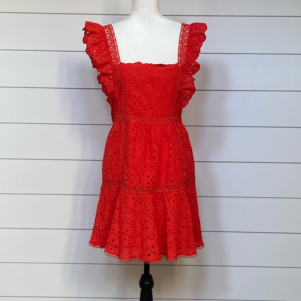 NWT Betsey Johnson Red Lace Mini Dress Size 10 - Picture 3 of 8